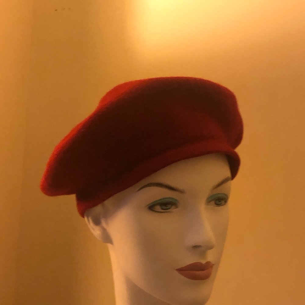 Vintage Wool Tam Beret In Burgundy